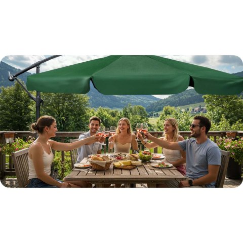 Parasol Ogrodowy z pokrowcem Plonos 350 cm 6 segmentowy Regulowany Zielony Parasol Ogrodowy z pokrowcem Plonos 350 cm 6 segmentowy Regulowany Zielony