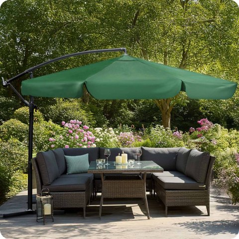Parasol Ogrodowy z pokrowcem Plonos 350 cm 6 segmentowy Regulowany Zielony Parasol Ogrodowy z pokrowcem Plonos 350 cm 6 segmentowy Regulowany Zielony