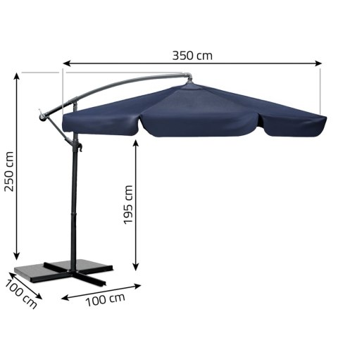 Parasol Ogrodowy z pokrowcem Plonos 350 cm 6 segmentowy Regulowany Granatowy Parasol Ogrodowy z pokrowcem Plonos 350 cm 6 segmentowy Regulowany Granatowy