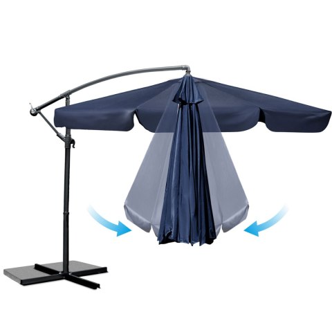 Parasol Ogrodowy z pokrowcem Plonos 350 cm 6 segmentowy Regulowany Granatowy Parasol Ogrodowy z pokrowcem Plonos 350 cm 6 segmentowy Regulowany Granatowy