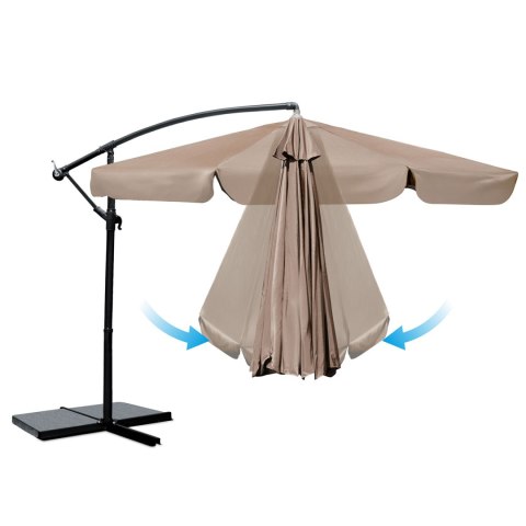 Parasol Ogrodowy z pokrowcem Plonos 350 cm 6 segmentowy Regulowany Beżowy Parasol Ogrodowy z pokrowcem Plonos 350 cm 6 segmentowy Regulowany Beżowy
