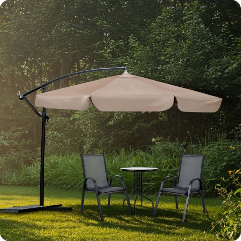Parasol Ogrodowy z pokrowcem Plonos 350 cm 6 segmentowy Regulowany Beżowy Parasol Ogrodowy z pokrowcem Plonos 350 cm 6 segmentowy Regulowany Beżowy