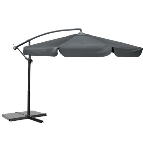 Parasol Ogrodowy z pokrowcem Plonos 350 cm 8 segmentowy Regulowany Szary Parasol Ogrodowy z pokrowcem Plonos 350 cm 8 segmentowy Regulowany Szary