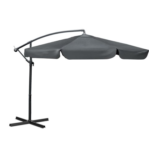 Parasol Ogrodowy z pokrowcem Plonos 350 cm 8 segmentowy Regulowany Szary Parasol Ogrodowy z pokrowcem Plonos 350 cm 8 segmentowy Regulowany Szary