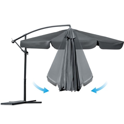 Parasol Ogrodowy z pokrowcem Plonos 350 cm 8 segmentowy Regulowany Szary Parasol Ogrodowy z pokrowcem Plonos 350 cm 8 segmentowy Regulowany Szary