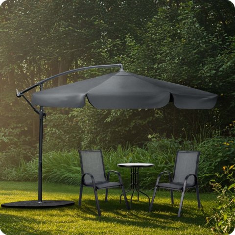 Parasol Ogrodowy z pokrowcem Plonos 350 cm 8 segmentowy Regulowany Szary Parasol Ogrodowy z pokrowcem Plonos 350 cm 8 segmentowy Regulowany Szary