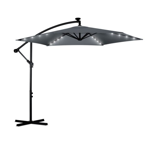 Duży Parasol Ogrodowy z Pokrowcem i lampkami LED 350 cm Plonos 6 segmentowy Duży Parasol Ogrodowy z Pokrowcem i lampkami LED 350 cm Plonos 6 segmentowy