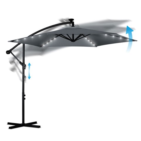 Duży Parasol Ogrodowy z Pokrowcem i lampkami LED 350 cm Plonos 6 segmentowy Duży Parasol Ogrodowy z Pokrowcem i lampkami LED 350 cm Plonos 6 segmentowy