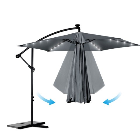 Duży Parasol Ogrodowy z Pokrowcem i lampkami LED 350 cm Plonos 6 segmentowy Duży Parasol Ogrodowy z Pokrowcem i lampkami LED 350 cm Plonos 6 segmentowy