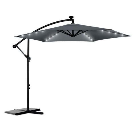 Duży Parasol Ogrodowy z Pokrowcem i lampkami LED 350 cm Plonos 6 segmentowy Duży Parasol Ogrodowy z Pokrowcem i lampkami LED 350 cm Plonos 6 segmentowy