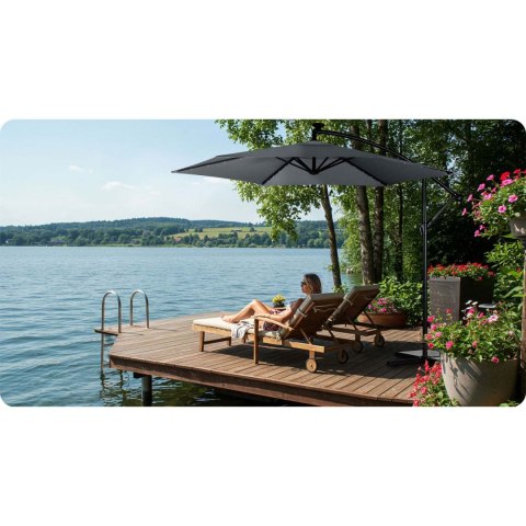 Duży Parasol Ogrodowy z Pokrowcem i lampkami LED 350 cm Plonos 6 segmentowy Duży Parasol Ogrodowy z Pokrowcem i lampkami LED 350 cm Plonos 6 segmentowy