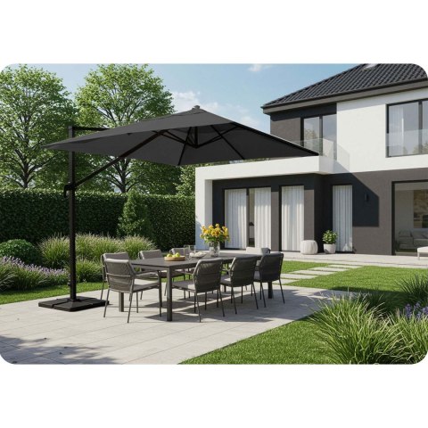 Duży Parasol Ogrodowy Plonos 360º 3x3 m + Pokrowiec – Grafitowy i Wodoodporny Duży Parasol Ogrodowy Plonos 360º 3x3 m + Pokrowiec – Grafitowy i Wodoodporny