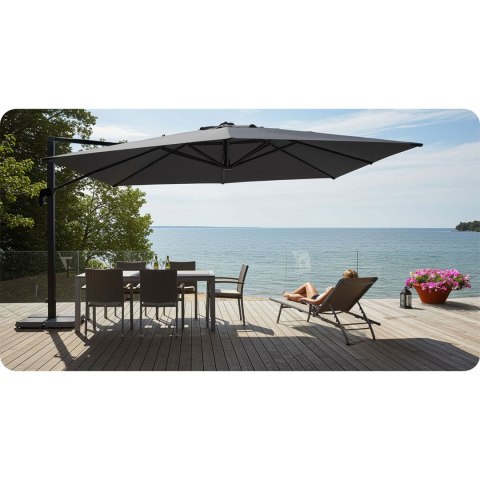 Duży Parasol Ogrodowy Plonos 360º 3x3 m + Pokrowiec – Grafitowy i Wodoodporny Duży Parasol Ogrodowy Plonos 360º 3x3 m + Pokrowiec – Grafitowy i Wodoodporny