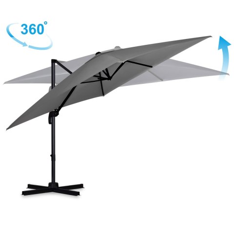Duży Parasol Ogrodowy Plonos 360º 3x3 m + Pokrowiec – Grafitowy i Wodoodporny Duży Parasol Ogrodowy Plonos 360º 3x3 m + Pokrowiec – Grafitowy i Wodoodporny