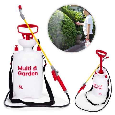 Opryskiwacz Ciśnieniowy Ogrodowy 5L, 2.5 bar – Regulowana Dysza, Lanca I Pasek MultiGarden Opryskiwacz Ciśnieniowy Ogrodowy 5L, 2.5 bar – Regulowana Dysza, Lanca I Pasek MultiGarden