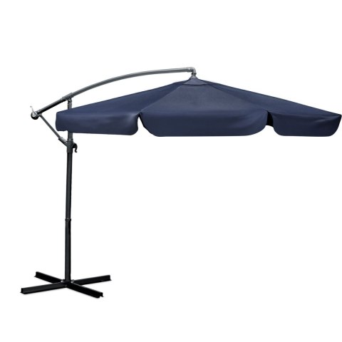 Parasol Ogrodowy z pokrowcem Plonos 350 cm 8 segmentowy Regulowany Granatowy Parasol Ogrodowy z pokrowcem Plonos 350 cm 8 segmentowy Regulowany Granatowy