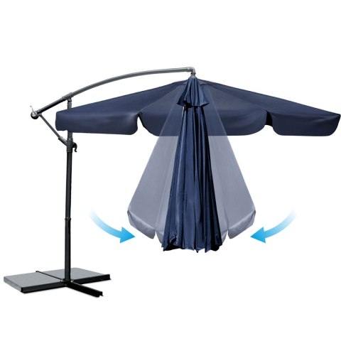 Parasol Ogrodowy z pokrowcem Plonos 350 cm 8 segmentowy Regulowany Granatowy Parasol Ogrodowy z pokrowcem Plonos 350 cm 8 segmentowy Regulowany Granatowy