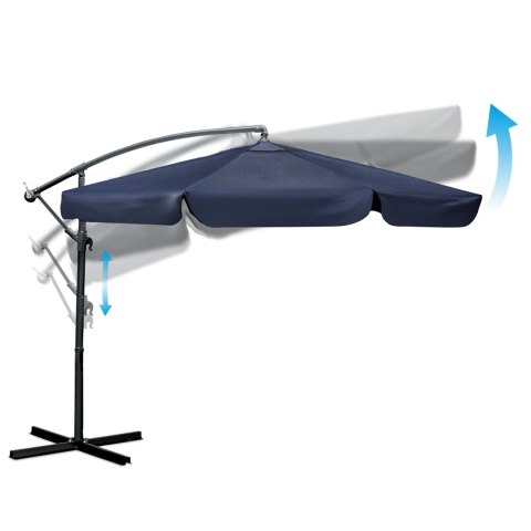 Parasol Ogrodowy z pokrowcem Plonos 350 cm 8 segmentowy Regulowany Granatowy Parasol Ogrodowy z pokrowcem Plonos 350 cm 8 segmentowy Regulowany Granatowy