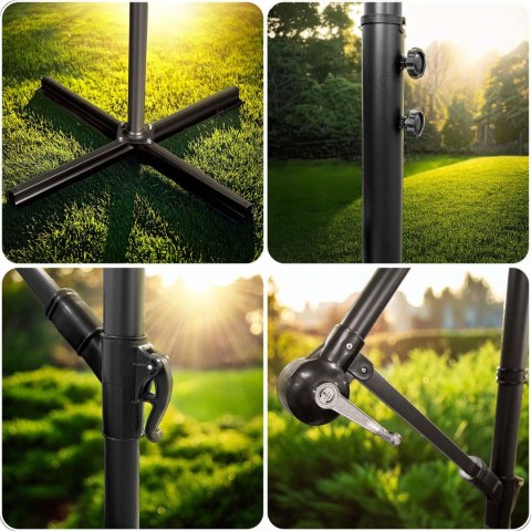 Parasol Ogrodowy z pokrowcem Plonos 350 cm 8 segmentowy Regulowany Granatowy Parasol Ogrodowy z pokrowcem Plonos 350 cm 8 segmentowy Regulowany Granatowy