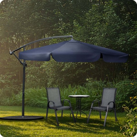 Parasol Ogrodowy z pokrowcem Plonos 350 cm 8 segmentowy Regulowany Granatowy Parasol Ogrodowy z pokrowcem Plonos 350 cm 8 segmentowy Regulowany Granatowy
