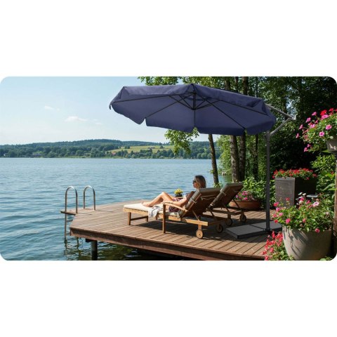 Parasol Ogrodowy z pokrowcem Plonos 350 cm 8 segmentowy Regulowany Granatowy Parasol Ogrodowy z pokrowcem Plonos 350 cm 8 segmentowy Regulowany Granatowy
