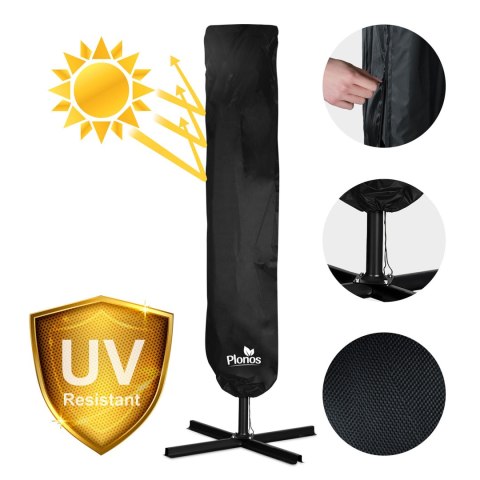 Parasol Ogrodowy z pokrowcem Plonos 350 cm 8 segmentowy Regulowany Granatowy Parasol Ogrodowy z pokrowcem Plonos 350 cm 8 segmentowy Regulowany Granatowy