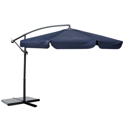 Parasol Ogrodowy z pokrowcem Plonos 350 cm 8 segmentowy Regulowany Granatowy Parasol Ogrodowy z pokrowcem Plonos 350 cm 8 segmentowy Regulowany Granatowy