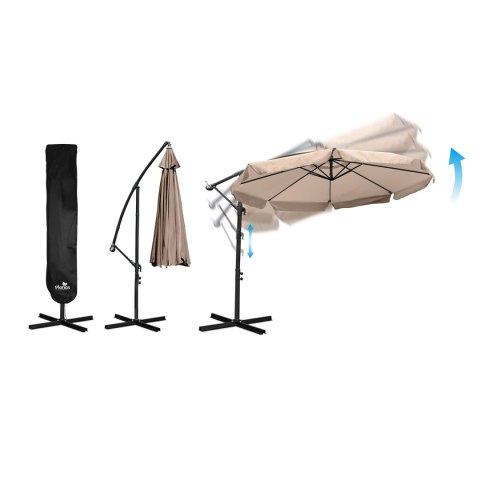 Duży Parasol Ogrodowy Plonos 350 cm + Pokrowiec 8 segmentowy Beżowy Duży Parasol Ogrodowy Plonos 350 cm + Pokrowiec 8 segmentowy Beżowy