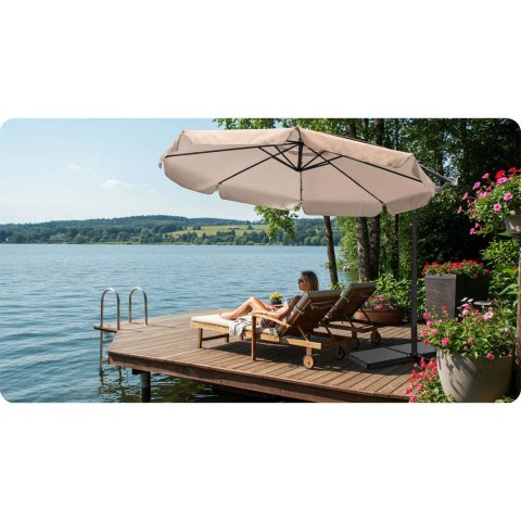 Duży Parasol Ogrodowy Plonos 350 cm + Pokrowiec 8 segmentowy Beżowy Duży Parasol Ogrodowy Plonos 350 cm + Pokrowiec 8 segmentowy Beżowy