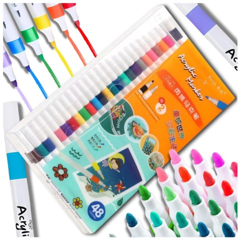 Flamastry Pisaki Akrylowe 48 Sztuk – Acrylic Marker Do Różnych Powierzchni