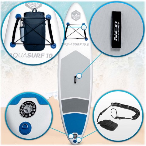 Deska SUP pompowana 320x84 cm Aquasurf Neo-Sport 150 kg zestaw
