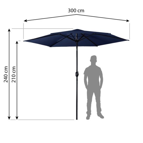 Duży Parasol Ogrodowy Plonos + Pokrowiec 300 cm – Granatowy i Wodoodporny Duży Parasol Ogrodowy Plonos + Pokrowiec 300 cm – Granatowy i Wodoodporny