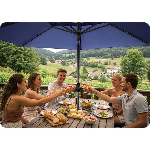 Duży Parasol Ogrodowy Plonos + Pokrowiec 300 cm – Granatowy i Wodoodporny Duży Parasol Ogrodowy Plonos + Pokrowiec 300 cm – Granatowy i Wodoodporny