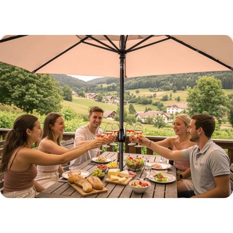 Duży Parasol Ogrodowy Plonos + Pokrowiec 300 cm – Beżowy i Wodoodporny Duży Parasol Ogrodowy Plonos + Pokrowiec 300 cm – Beżowy i Wodoodporny