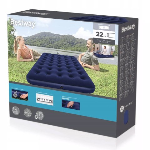 Materac Dmuchany Dwuosobowy Bestway 67002 – Welurowy, 191x137x22 cm