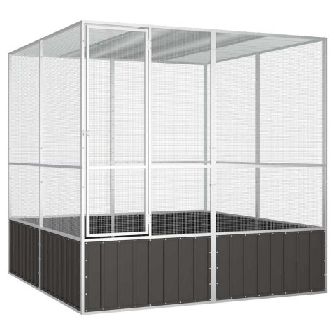 Woliera, antracytowa, 213,5x217,5x211,5 cm, galwanizowana stal Woliera, antracytowa, 213,5x217,5x211,5 cm, galwanizowana stal