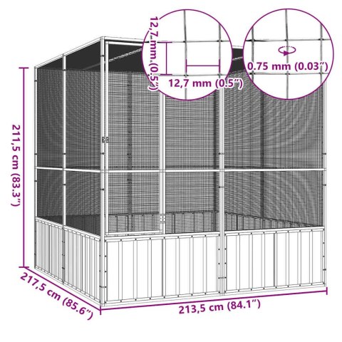 Woliera, antracytowa, 213,5x217,5x211,5 cm, galwanizowana stal Woliera, antracytowa, 213,5x217,5x211,5 cm, galwanizowana stal