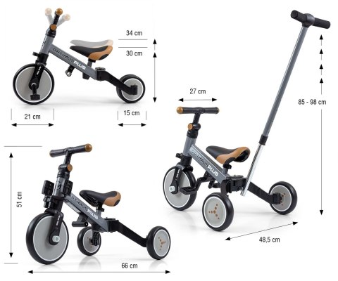 Milly Mally Optimus Plus Rowerek 4w1 Trójkołowy Biegowy Z Rączką Grey Milly Mally Optimus Plus Rowerek 4w1 Trójkołowy Biegowy Z Rączką Grey