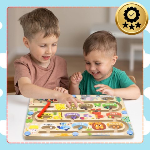 Drewniany Labirynt Magnetyczny Montessori Kolory, Liczby Drewniany Labirynt Magnetyczny Montessori Kolory, Liczby