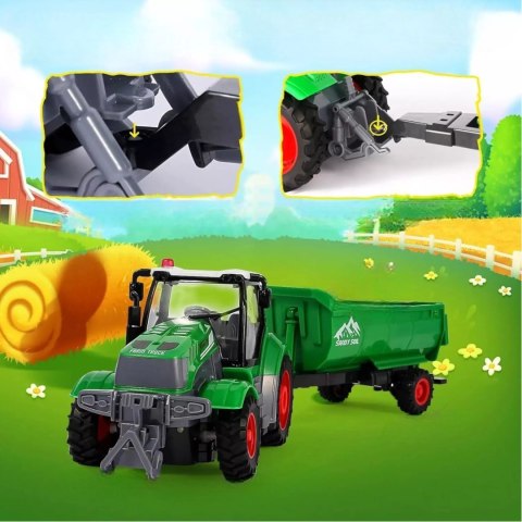 Traktor Na Pilota Z Przyczepą Akumulator Ładowarka Zabawka Rolnicza Dla Dzieci 41cm