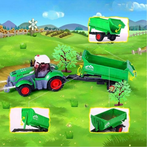 Traktor Na Pilota Z Przyczepą Akumulator Ładowarka Zabawka Rolnicza Dla Dzieci 41cm