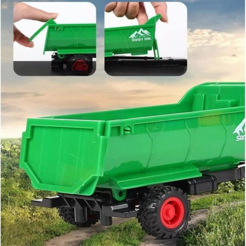 Traktor Na Pilota Z Przyczepą Akumulator Ładowarka Zabawka Rolnicza Dla Dzieci 41cm