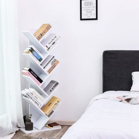 Biały Regał Drzewo LEOEBRT – Stylowy Organizer Na Książki I Dekoracje