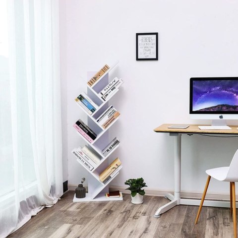 Biały Regał Drzewo LEOEBRT – Stylowy Organizer Na Książki I Dekoracje