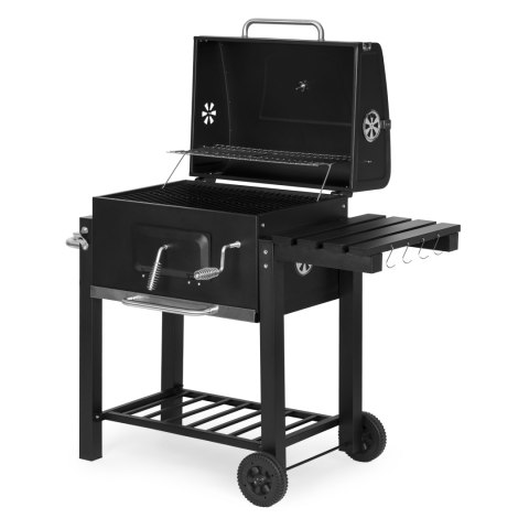 Grill Ogrodowy Z Pokrywą Antracyt Ruszt 53x34 cm Duży Metalowy