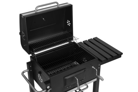 Grill Ogrodowy Z Pokrywą Antracyt Ruszt 53x34 cm Duży Metalowy