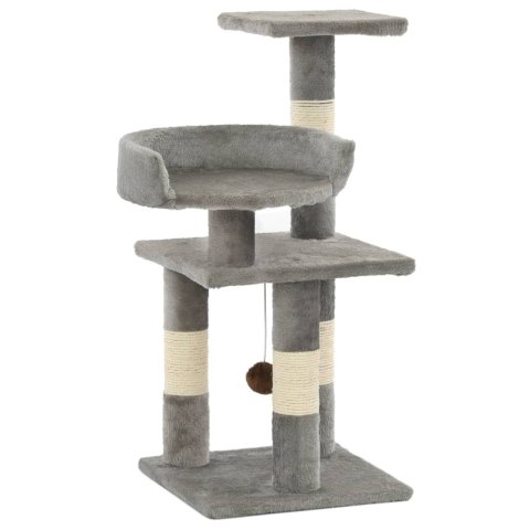 Drapak dla Kota z Platformami i Piłeczką– 65 cm, Szary Drapak dla Kota z Platformami i Piłeczką– 65 cm, Szary