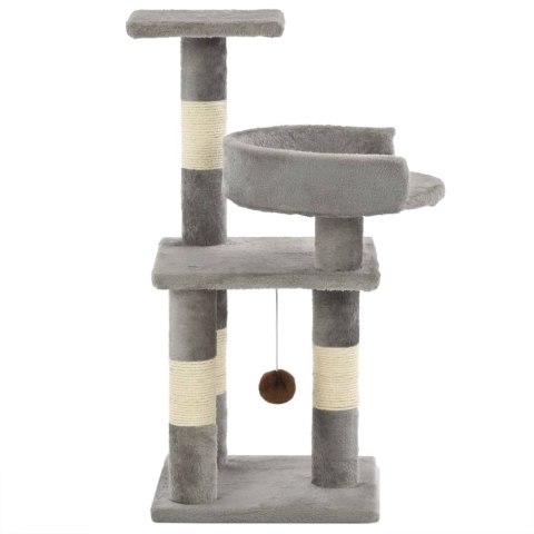 Drapak dla Kota z Platformami i Piłeczką– 65 cm, Szary Drapak dla Kota z Platformami i Piłeczką– 65 cm, Szary