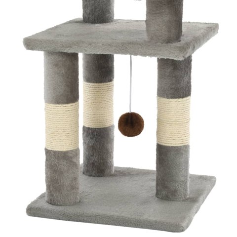 Drapak dla Kota z Platformami i Piłeczką– 65 cm, Szary Drapak dla Kota z Platformami i Piłeczką– 65 cm, Szary