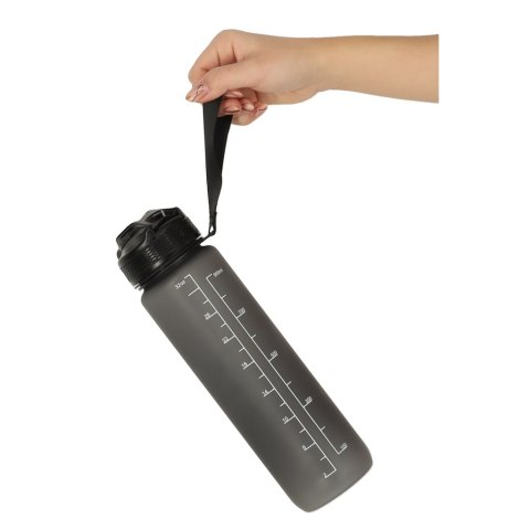 Butelka na wodę bidon ze słomką uchwytem miarką motywacyjną na siłownię BPA free Tritan 1l czarna Butelka na wodę bidon ze słomką uchwytem miarką motywacyjną na siłownię BPA free Tritan 1l czarna